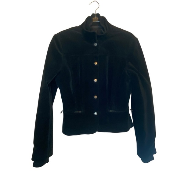 ELIE TAHARI Black Corduroy 2- Layer Zip Bomber Coat Jacket - SZ Medium - Picture 7 of 16